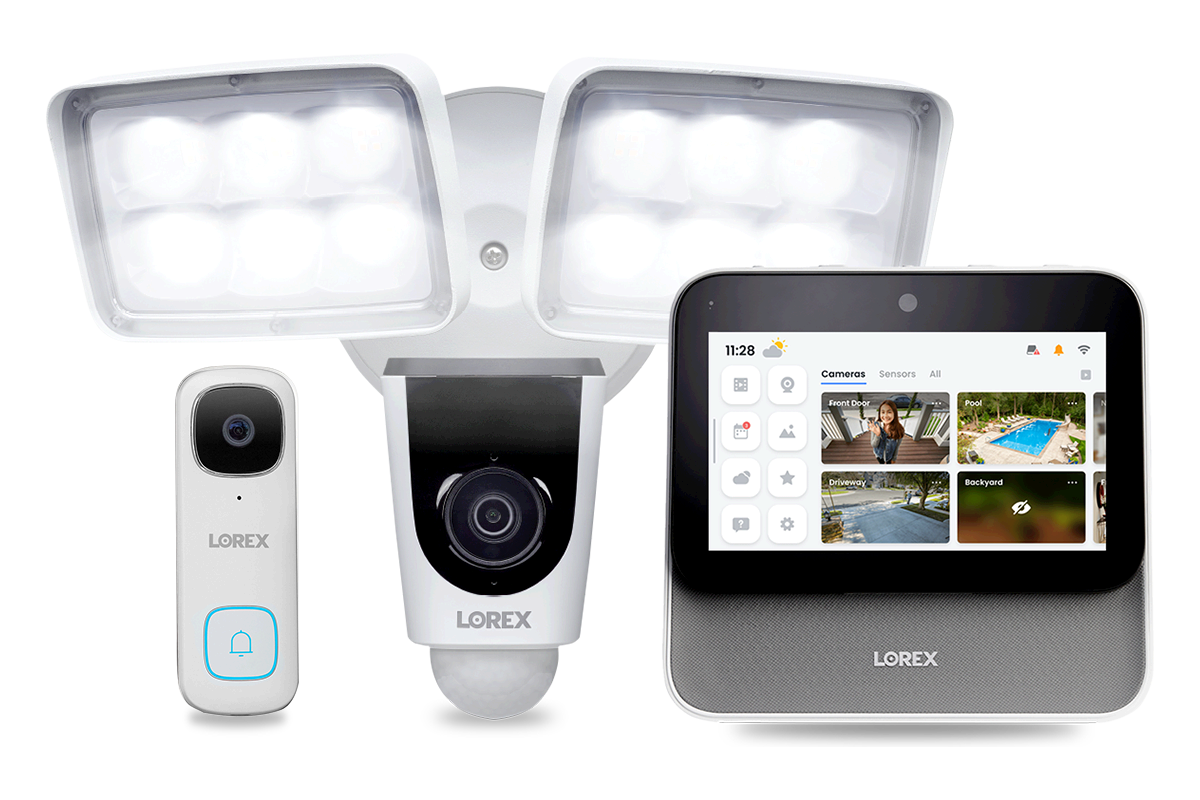 Lorex Smart Home Security Center With 2K Video Doorbell And Floodlight ...