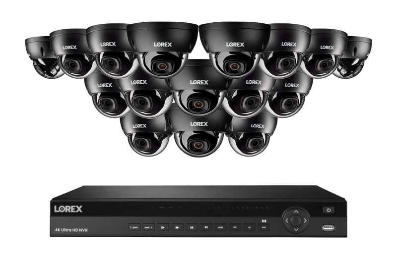 Lorex Fusion Series 4K 16 Camera Capable (Wired or Fusion Wi-Fi) 4TB Wired NVR System with 4MP (2K) A4 IP Dome Cameras - Black 16