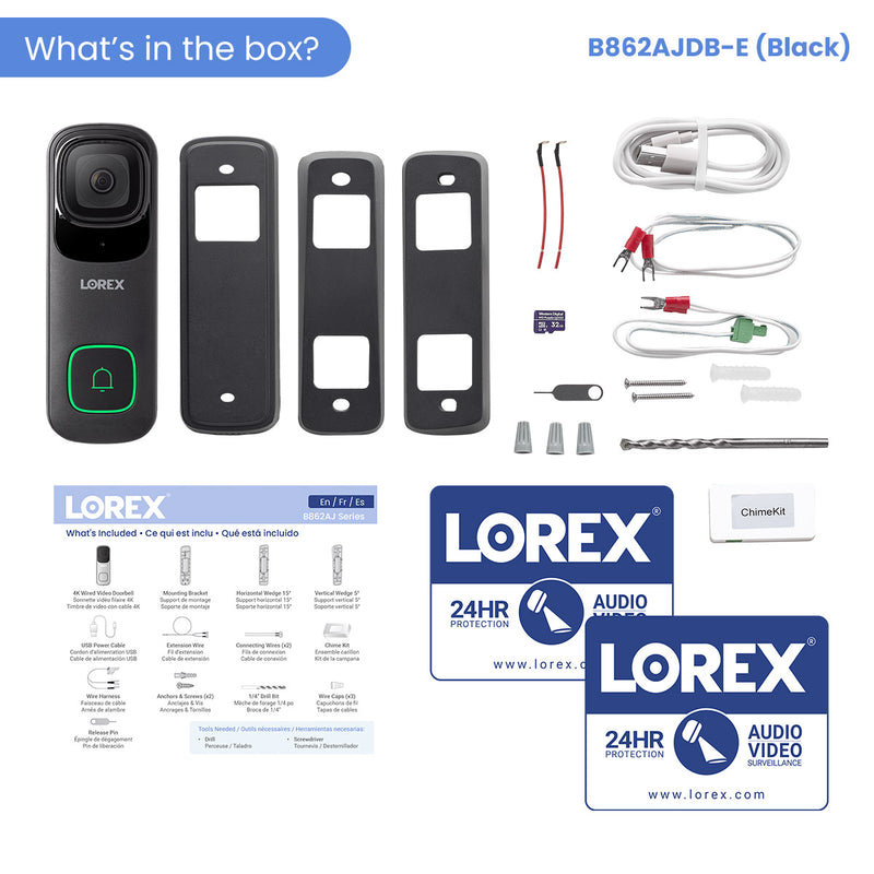 Lorex 4K Wired Video Doorbell (Wired, 32GB, Cloud-Enabled) - Amazon