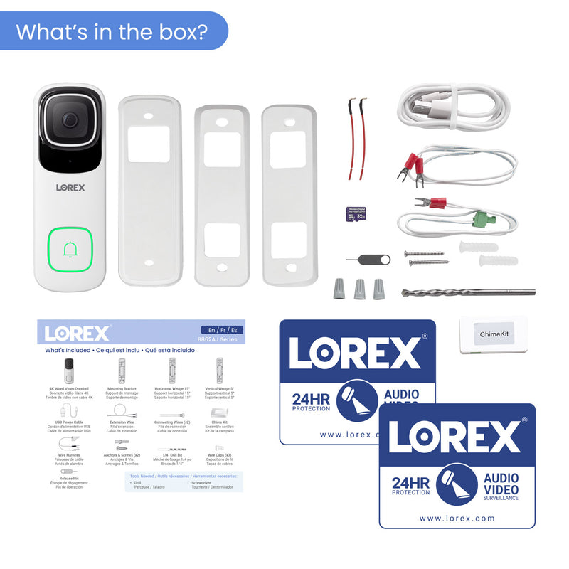 Lorex 4K Wired Video Doorbell (Wired, 32GB, Cloud-Enabled) - Amazon