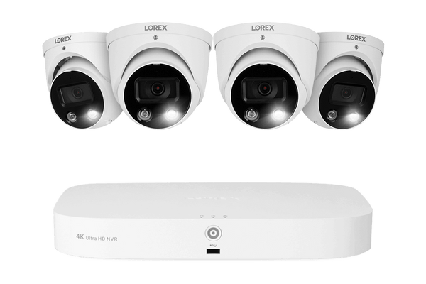 Lorex 8-channel Fusion NVR System with 4 Smart Deterrence Security Cameras - Lorex Corporation