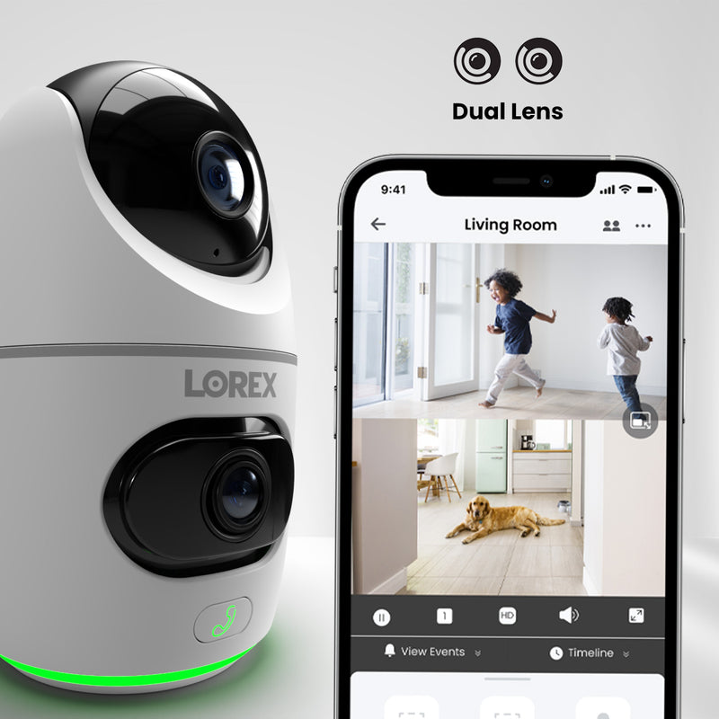 Lorex 2K Dual Lens Indoor Pan-Tilt Wi-Fi Security Camera