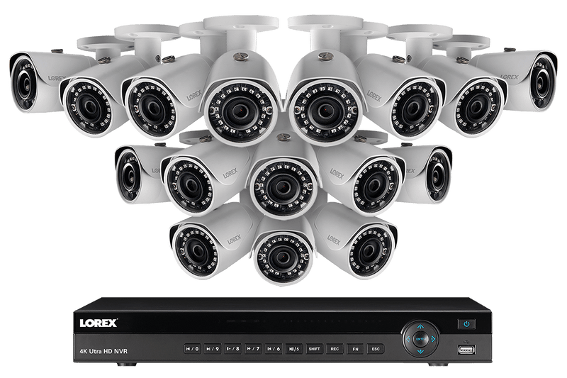 2K IP Security Camera System with 16-Channel NVR and Sixteen 5MP HD IP Outdoor Cameras, 135FT Night Vision