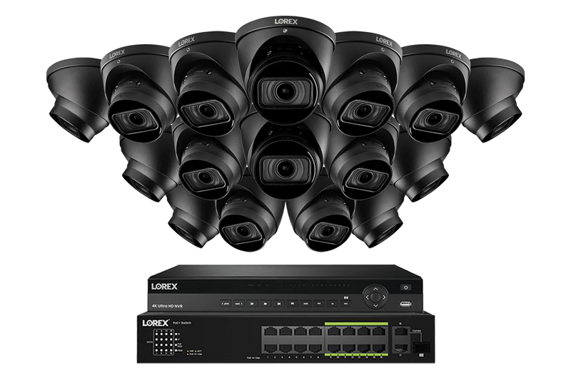 Lorex 4K (32 Camera Capable) 8TB Wired NVR System with Nocturnal 3 Smart IP Dome Cameras Featuring Motorized Varifocal Lens and 30FPS Recording