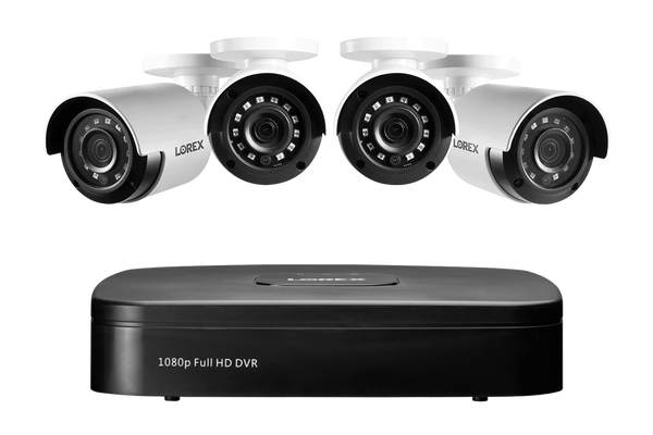 1080p 4-Channel 1TB Wired DVR System with 4 Cameras