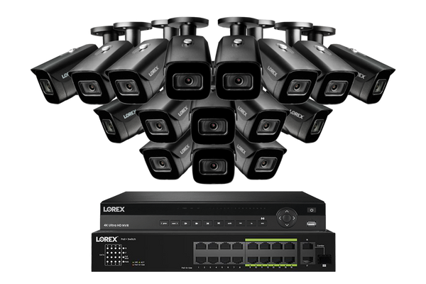 Lorex 4K (32 Camera Capable) 8TB Wired NVR System with Nocturnal 3 Smart IP Bullet Cameras Featuring Listen-In Audio and 30FPS Recording