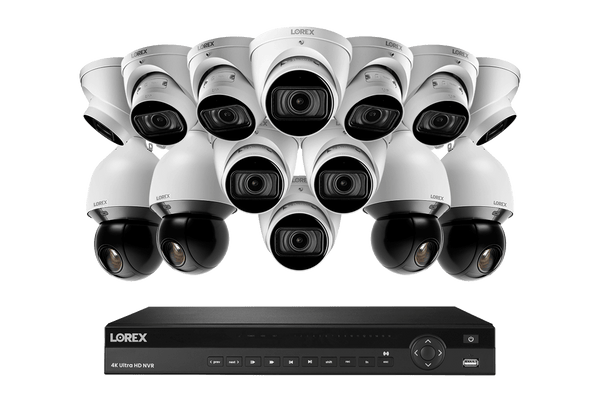 Lorex 4K 16-Channel 3TB Wired NVR System with 10 Nocturnal 3 Motorized Varifocal Smart Dome Cameras and 4 PTZ Cameras