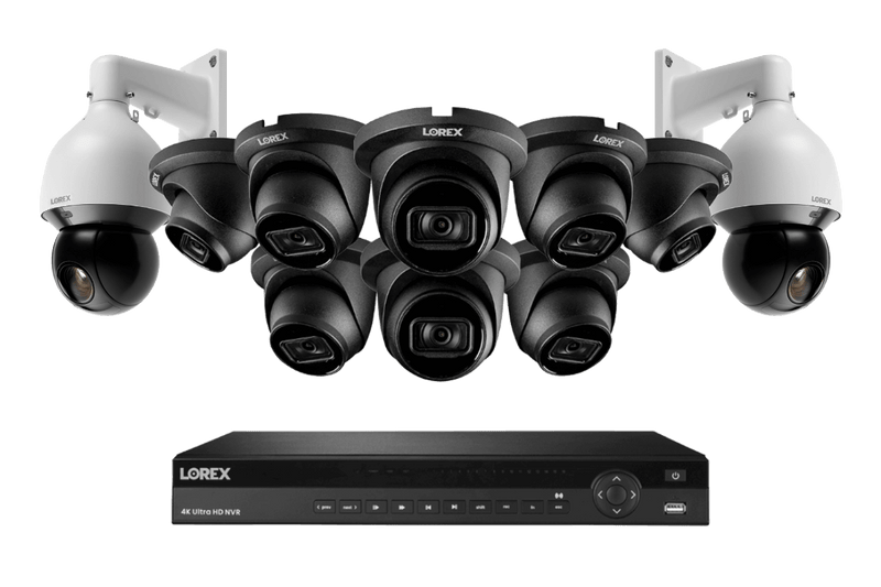 Lorex Nocturnal 3 4K (16 Camera Capable) 4TB NVR System with 8 Smart IP Dome Cameras and 2 Pan Tilt Zoom IP Cameras