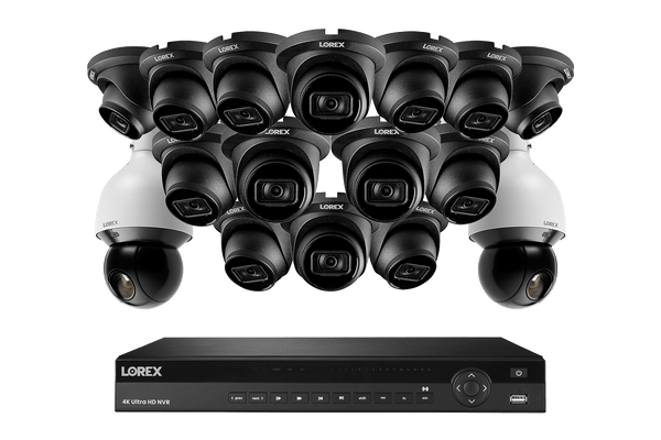 Lorex 4K 16-Channel 3TB Wired NVR System with 14 Nocturnal 3 Smart Dome Cameras and 2 PTZ Cameras