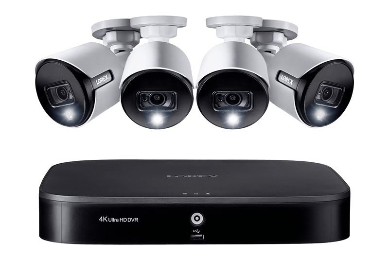 8-channel Smart DVR System with Four 2K (5MP) Deterrence Security Cameras