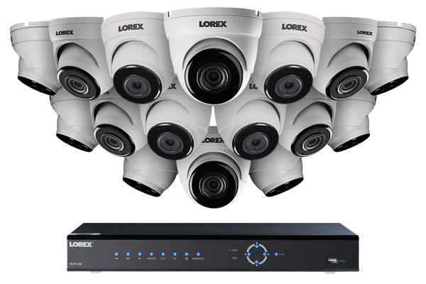 2K Super HD IP NVR security camera system with sixteen 2K (4MP) IP dome cameras, 130FT night vision