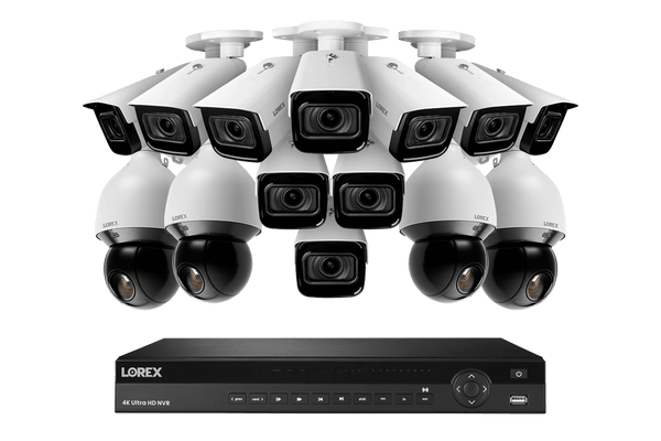 Lorex 4K 16-Channel 4TB Wired NVR System with 10 Nocturnal 3 Motorized Varifocal Smart Cameras and 4 PTZ Cameras