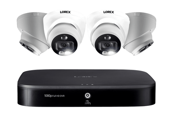 1080p HD 8-Channel Security System with 4 1080p Active Deterrence Security Cameras, Advanced Motion Detection and Smart Home Voice Control