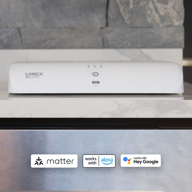 Lorex 4K+ Fusion Wired NVR System with 4 Bullet IP Cameras Featuring 12MP Ultra HD and Smart Security Lighting