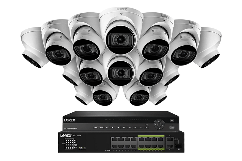 Lorex 4K (32 Camera Capable) 8TB Wired NVR System with Nocturnal 3 Smart IP Dome Cameras Featuring Motorized Varifocal Lens and 30FPS Recording