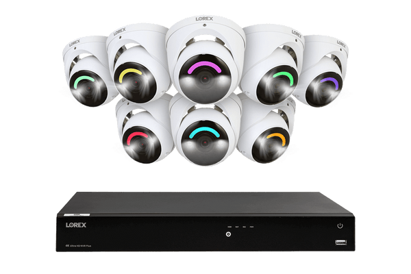 Lorex Fusion 4K 16 Camera Capable (16 Wired or Wi-Fi) 4TB Wired NVR System with Dome Camera Featuring Smart Security Lighting and 2-Way Audio