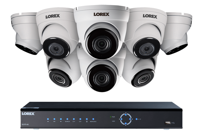 2K Super HD IP NVR security camera system with eight 2K (5MP) IP dome cameras with audio and color night vision