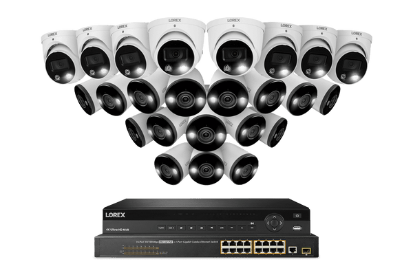 Lorex 4K 32-Channels 8TB Wired NVR System with 16 Bullet and 8 Dome Deterrence Cameras