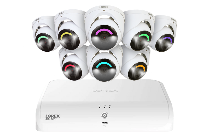 Lorex Fusion Series 4K 16 Camera Capable (8 Wired + 8 Fusion Wi-Fi) 2TB Wired System with H16 IP Dome Cameras - White 8