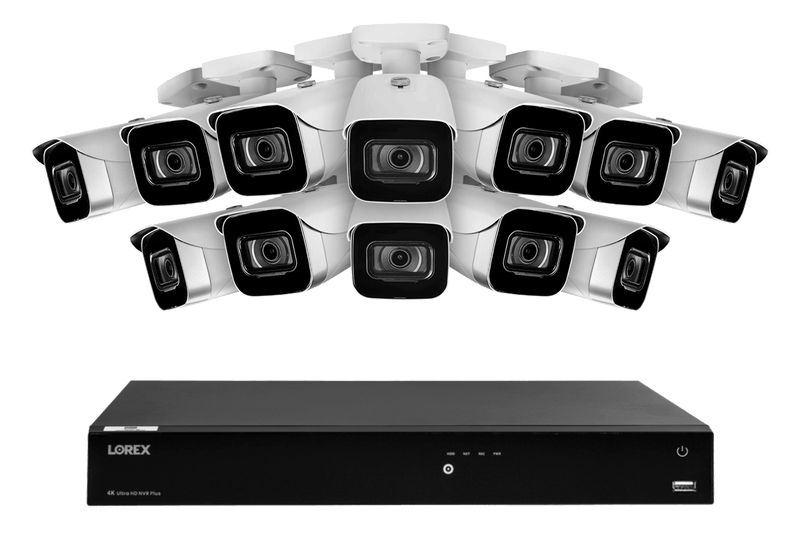 Lorex Fusion 4K (16 Camera Capable) 4TB Wired NVR System with IP Bullet Cameras