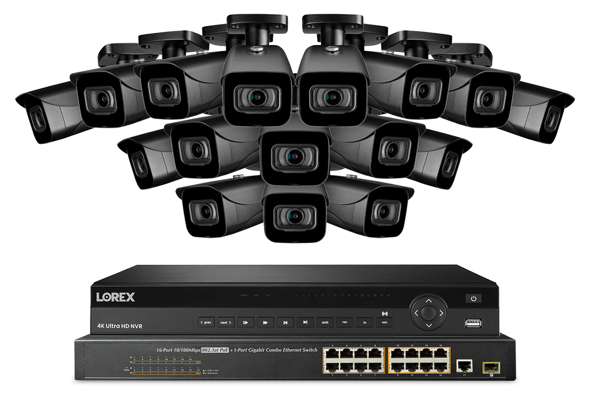 Lorex 4K (32 Camera Capable) 8TB Wired NVR System With IP Bullet Cameras