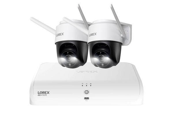 Lorex Fusion 4K 16 Camera Capable (8 Wired + 8 Fusion Wi-Fi) 2TB NVR System with Two 2K Pan-Tilt Outdoor Wi-Fi Cameras