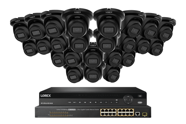 Lorex Pro Series 4K 32 Camera Capable 8TB Wired NVR System with 4MP (2K) A4 IP Turret Cameras