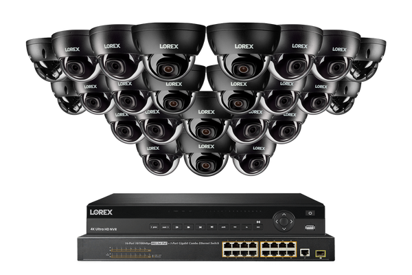 Lorex Pro Series 4K 32 Camera Capable 8TB Wired NVR System with 4MP (2K) A4 IP Dome Cameras