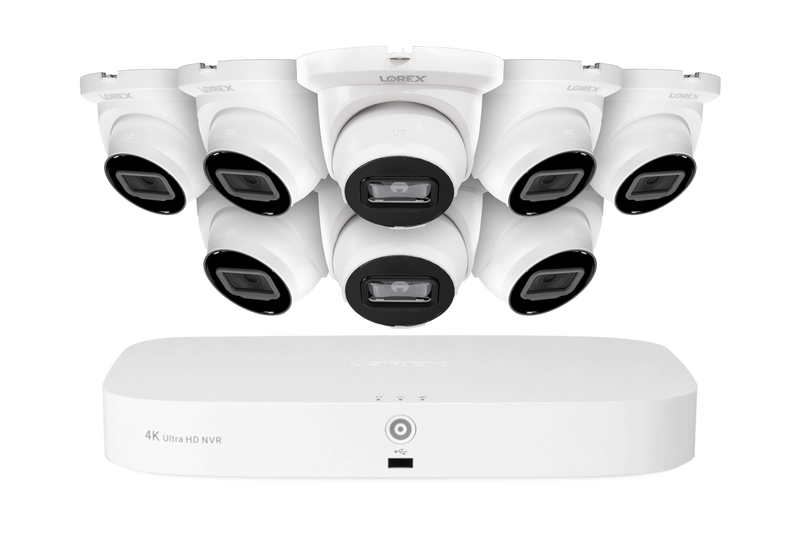 Lorex Fusion Series 4K 16 Camera Capable (8 Wired + 8 Fusion Wi-Fi) 2TB Wired NVR System with 4MP (2K) A4 IP Turret Cameras - White 8
