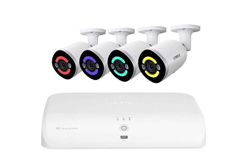 Lorex 4K Ultra HD 16 Camera Capable (8 Wired + 8 Fusion Wi-Fi) 2TB Wired NVR System with 4 IP Smart Security Lighting Cameras