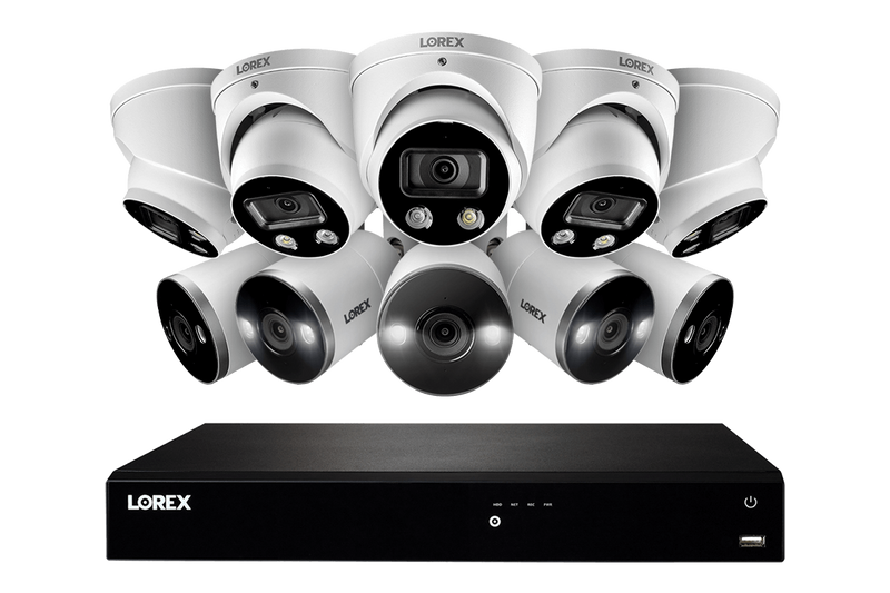 16-Channel 4K Fusion System with 5 Bullet and 5 Dome Smart Deterrence IP Cameras