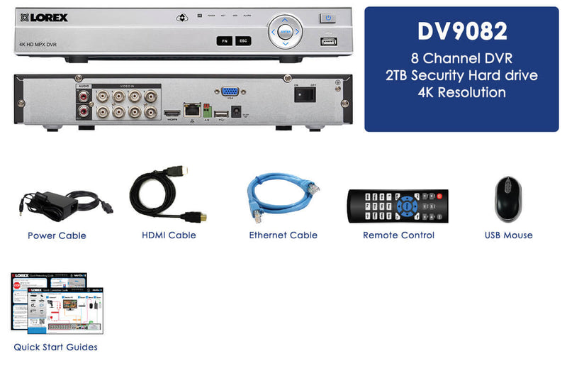 4K Ultra HD (4 x 1080p) MPX Security DVR - 8 Channel, 2TB Hard Drive, Works with Older BNC Analog Cameras, CVI, TVI, AHD