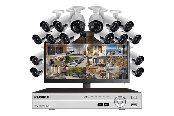 HD 1080p Surveillance Camera System with Free 24"" LED Monitor and 16 Ultra-Wide 160