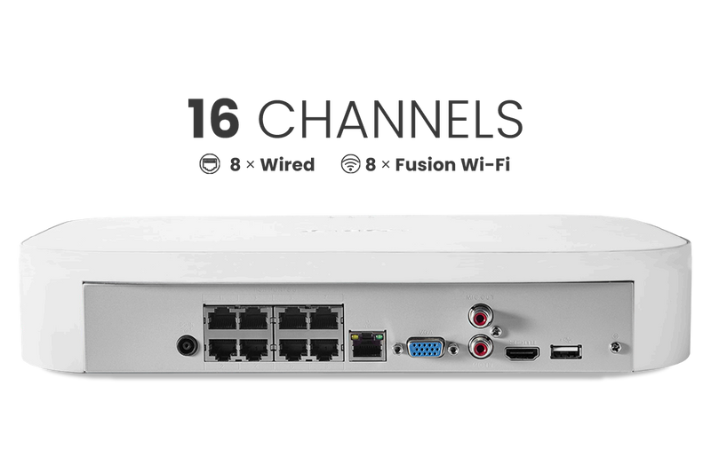 Lorex Fusion NVR with A20 (Aurora Series) IP Dome and Bullet Cameras - 4K 16-Channel 2TB Wired System