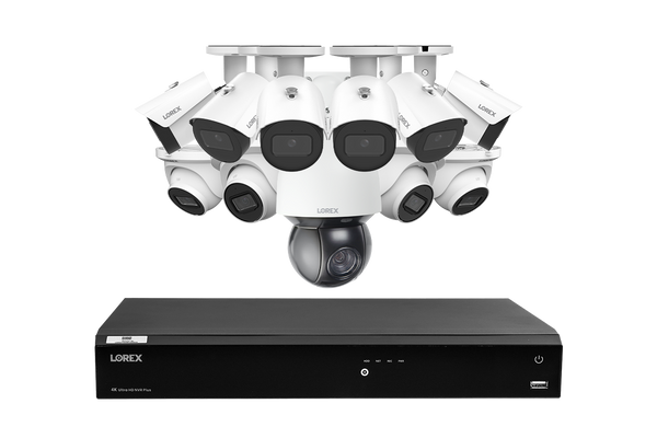 Lorex 4K Fusion 4TB Wired NVR System with Six 4K IP Bullet Cameras and Four 4K IP Dome Cameras and 4K PTZ Camera