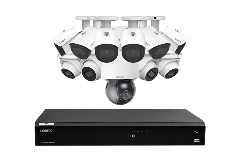 Lorex 4K Fusion 4TB Wired NVR System with Six 4K IP Bullet Cameras and Four 4K IP Dome Cameras and 4K PTZ Camera