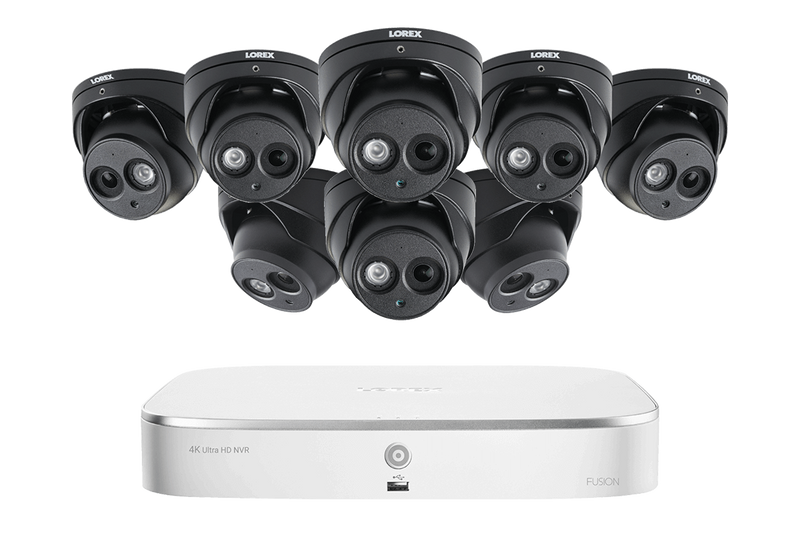 4K Nocturnal IP NVR System with Eight 4K Audio Dome Cameras and 200FT Night Vision