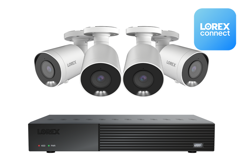 Lorex Connect 4K 8 Camera Capable 1TB Wired NVR System with 4K IP Bullet Security Cameras