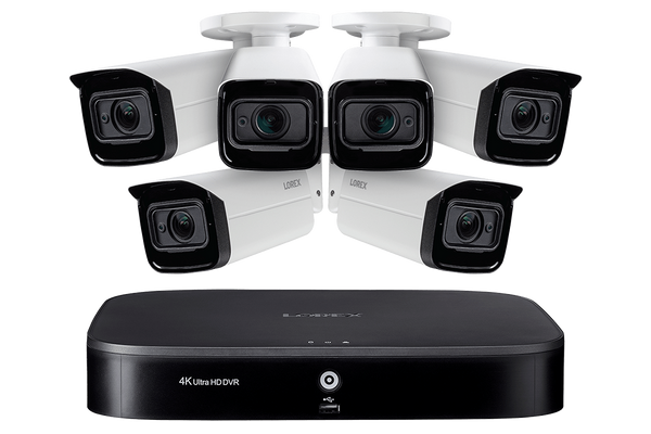4K Ultra HD Home Surveillance System with 6 Motorized Varifocal 4x Optical Zoom Lens Security Cameras
