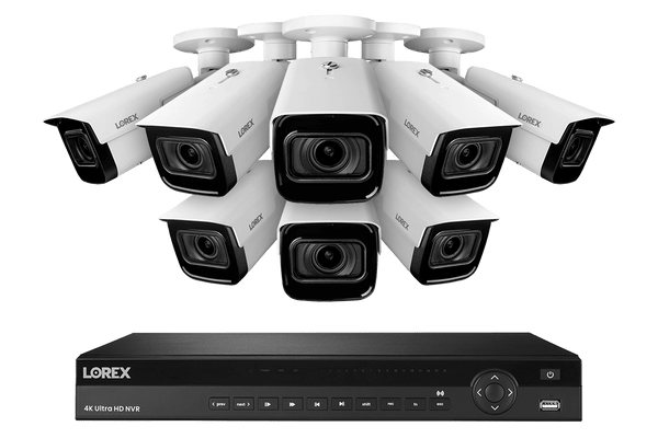 4K Nocturnal IP NVR System with 16-channel NVR, Eight 4K Smart IP Motorized Zoom Security Cameras and Real-Time 30FPS Recording