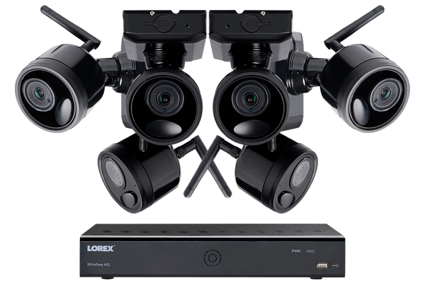 1080p Outdoor Wireless Camera System, 6 Rechargeable Wire Free Battery Powered Black Cameras, 95ft Night Vision, 1TB Hard drive, No Monthly Fees  