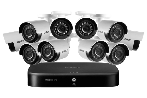 1080p HD 16-Channel Security System with Ten 1080p HD Weatherproof Bullet Security Camera, Advanced Motion Detection and Smart Home Voice Control