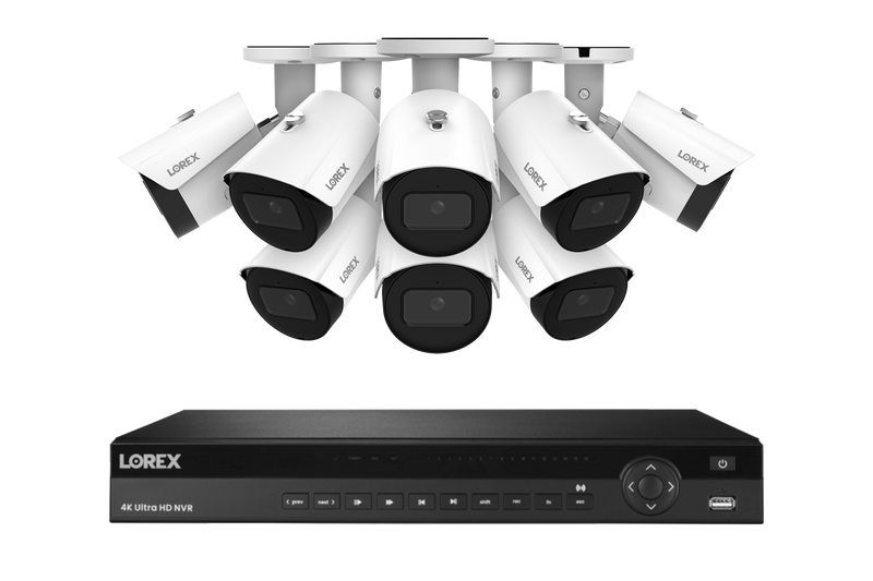 Lorex Fusion Series 4K 16 Camera Capable (Wired or Fusion Wi-Fi) 4TB Wired NVR System with 4MP (2K) A4 IP Bullet Cameras- White 8