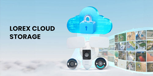 Lorex Cloud Storage Banner with Products and Video Footage Reel