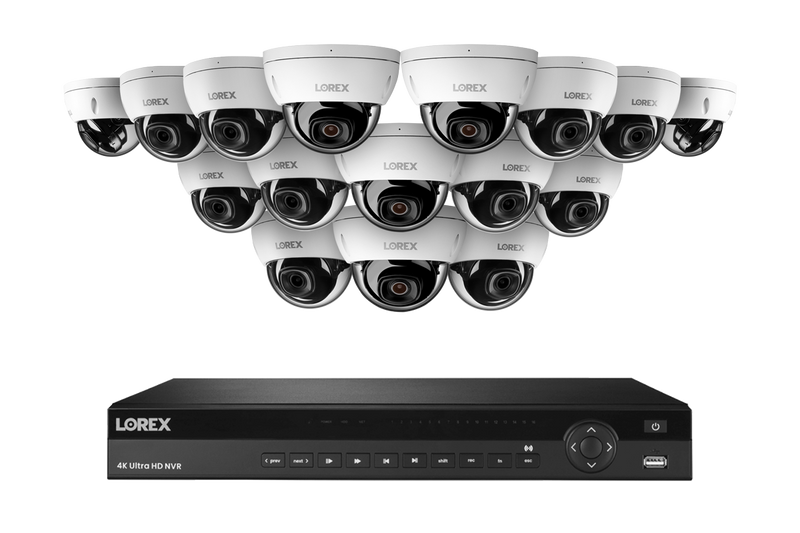 Lorex Elite Series NVR with A10 IP Dome Cameras - 4K 16-Channel 4TB Wired System