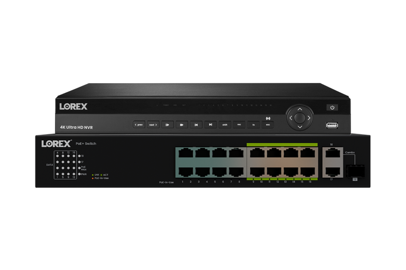 Lorex 4K (32 Camera Capable) Elite Series 8TB NVR with 16 Channel PoE Switch