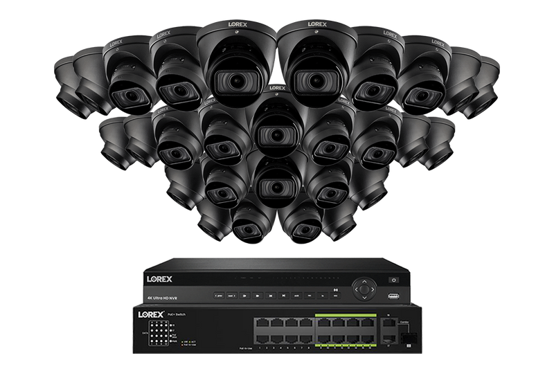 Lorex 4K (32 Camera Capable) 8TB Wired NVR System with Nocturnal 3 Smart IP Dome Cameras Featuring Motorized Varifocal Lens and 30FPS Recording