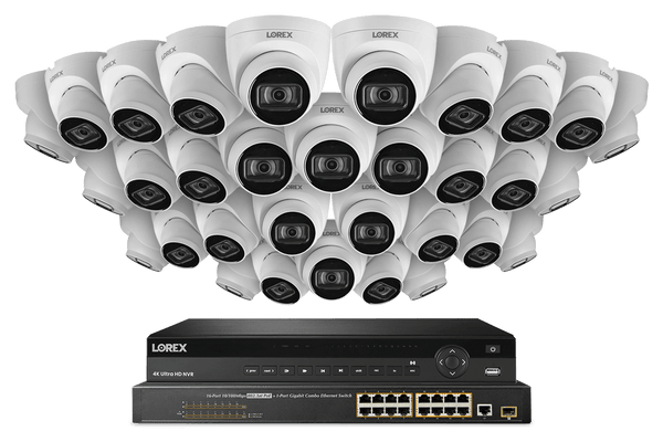 32-Channel NVR System with Thirty-Two 4K (8MP) IP Dome Cameras