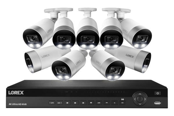 4K Ultra HD 16-Channel IP Security System with 9 Active Deterrence 4K (8MP) Cameras