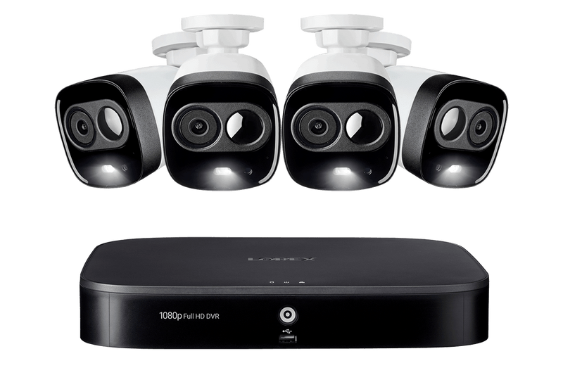 1080p HD 8-Channel Security System with 4 1080p Active Deterrence Security Cameras, Advanced Motion Detection and Smart Home Voice Control